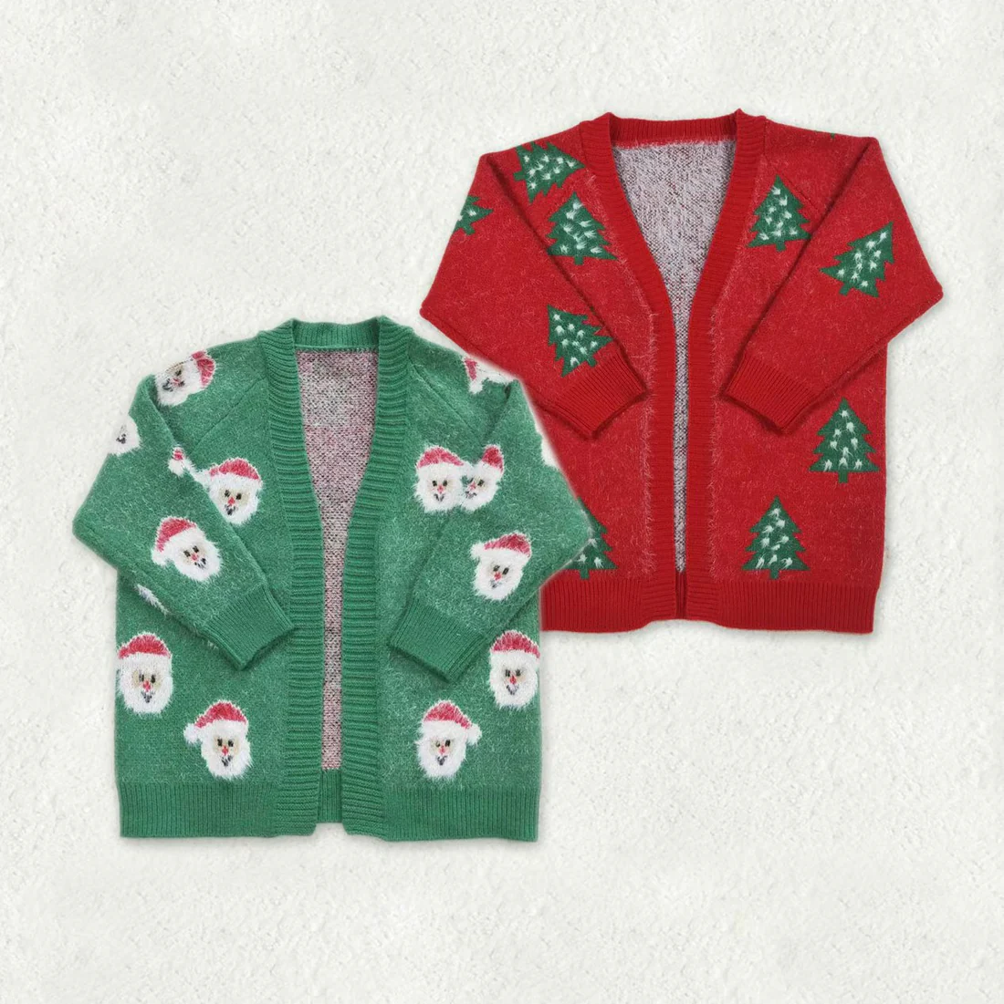 RTS NO MOQ Sibling baby girl clothes sweater cardigan christmas sweater red blue green christmas