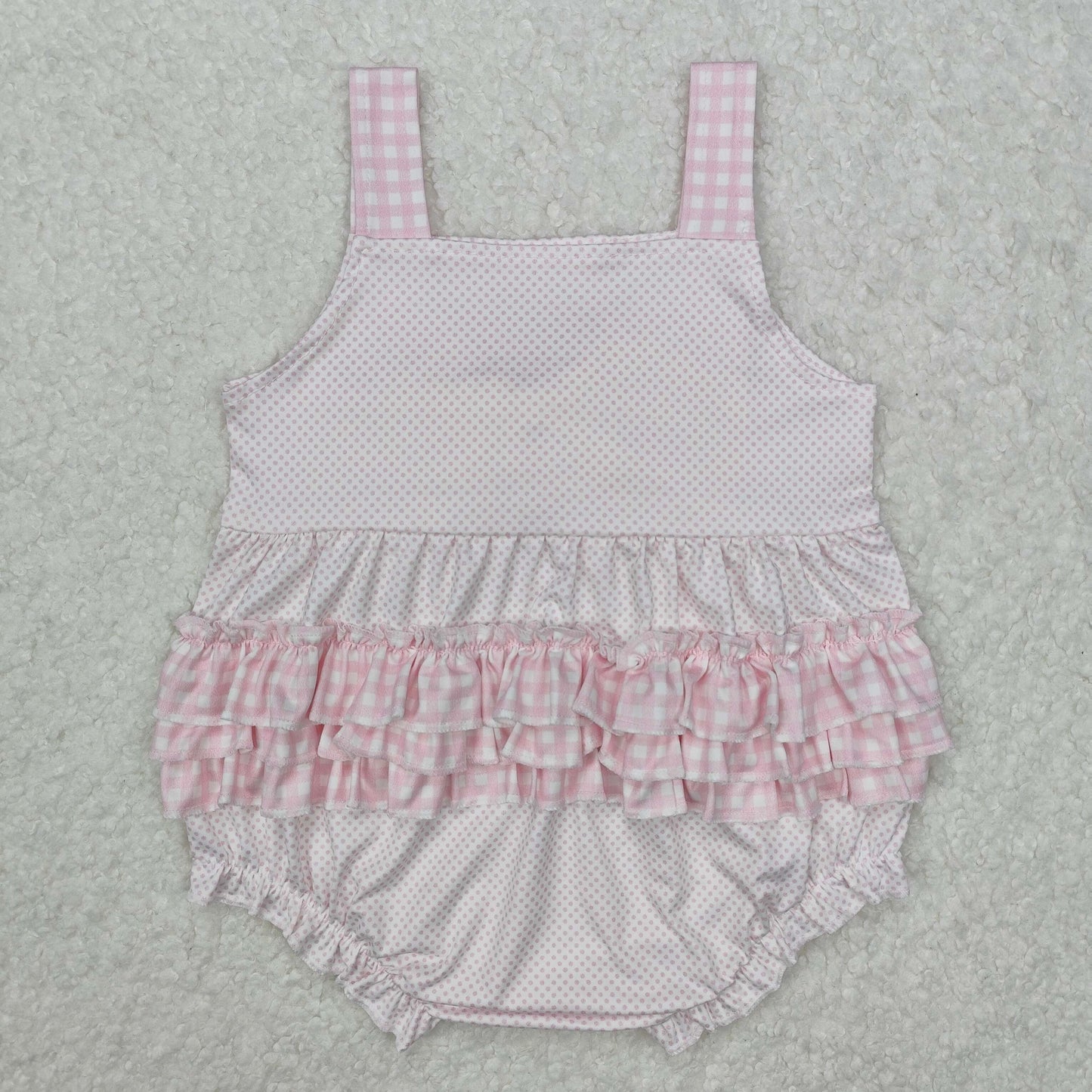 RTS NO MOQ ETA 5/7days arrived SR2280 Polka dot pink plaid bow camisole jumpsuit