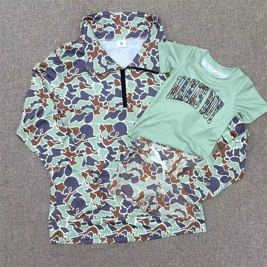 RTS NO MOQ Sibling baby boy Clothes MAMA BOY camouflage short sleeve shorts Sets and adult top