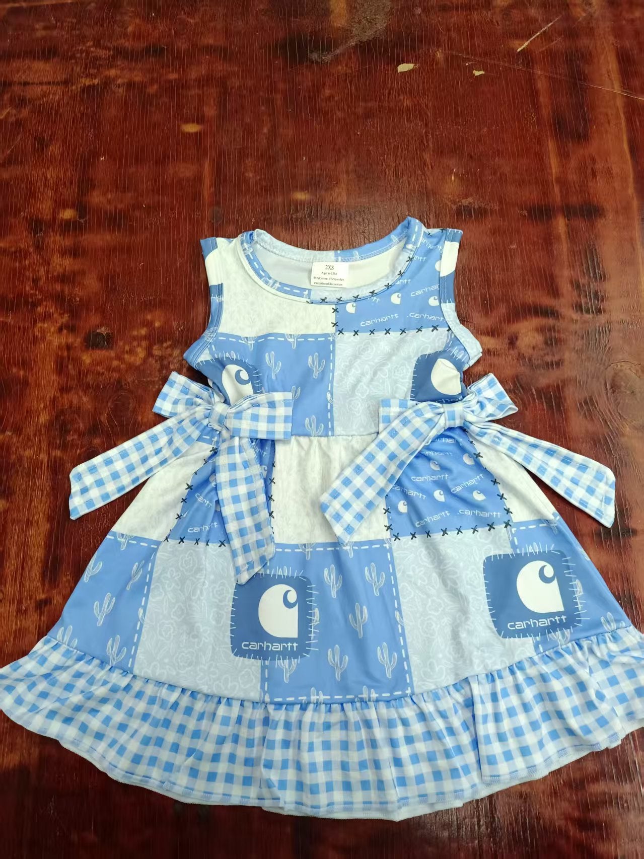 Custom moq 3 eta 6-7weeks baby girl clothes blue sleeveless dress
