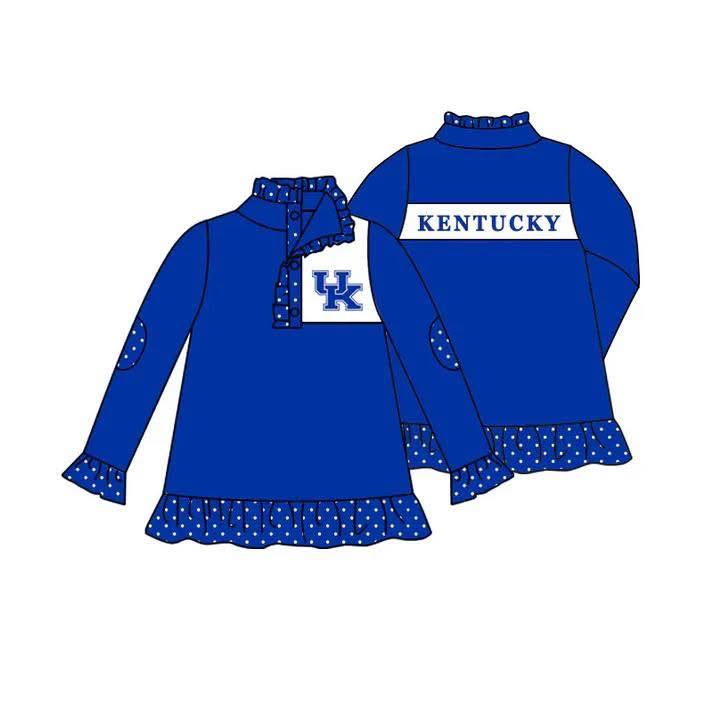 Custom moq 5 mix size milk silk summer teams baby girls clothes team blue sport team long sleeve top