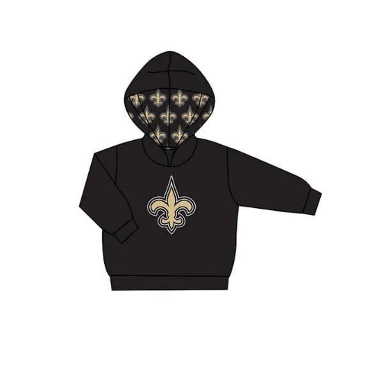 Custom moq 5 mix size milk silk baby girls clothes team black hooded long sleeve top-25.8.1