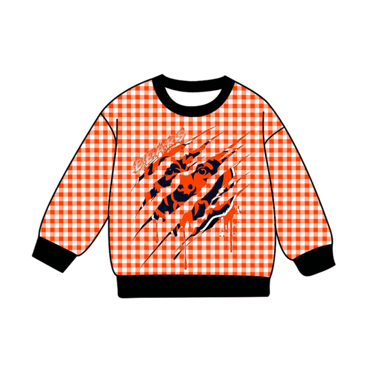 Custom moq 8 mix size milk silk summer team baby boys clothes orange plaid long sleeve top-25.9.23