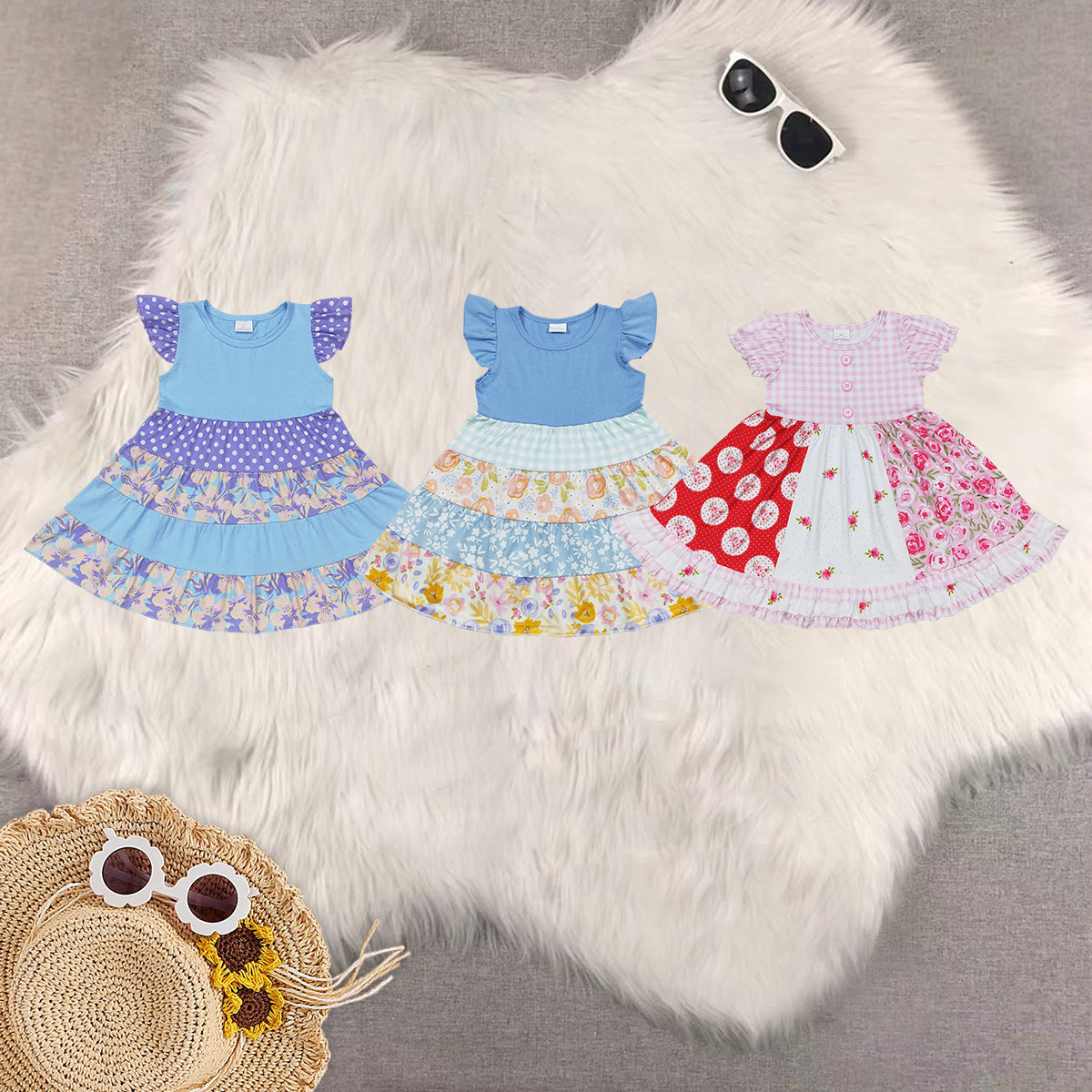 RTS baby girls clothes short Sleeve dress