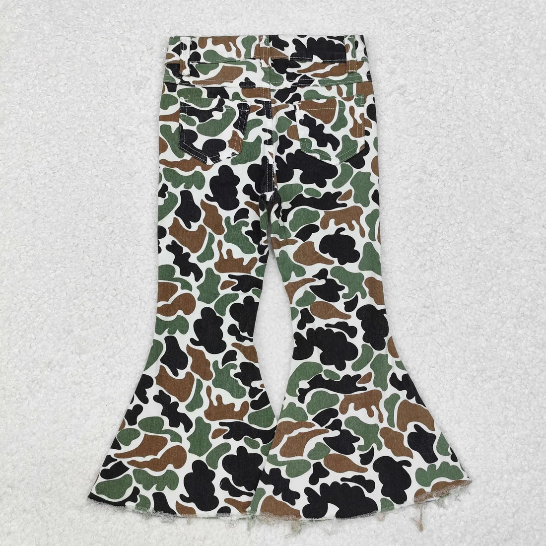 RTS NO MOQ Sibling Baby Girls boy Clothes summer camouflage Jeans: Flared & Ripped