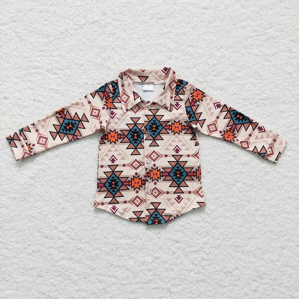 RTS NO MOQ Sibling baby boy clothes geometric long sleeve top and romper
