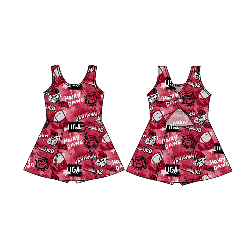 Custom moq 5 mix size milk silk summer teams baby girls clothes team bow brick redsleeveless skirts sets and dress 2 and skirts-25.8.21