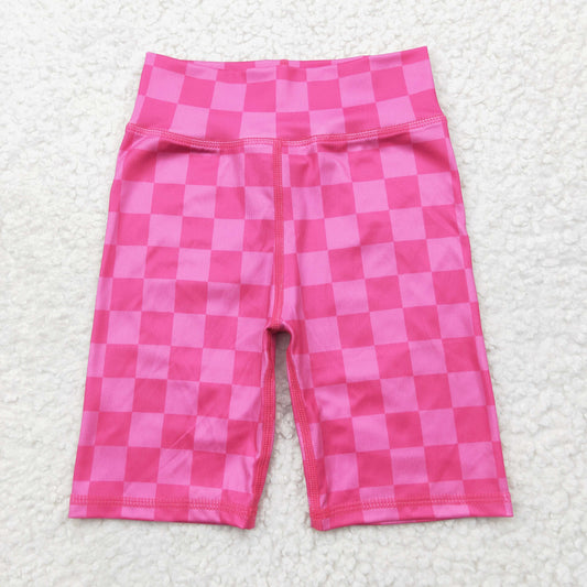 RTS NO MOQ SS0538 Rose red checkered cycling shorts