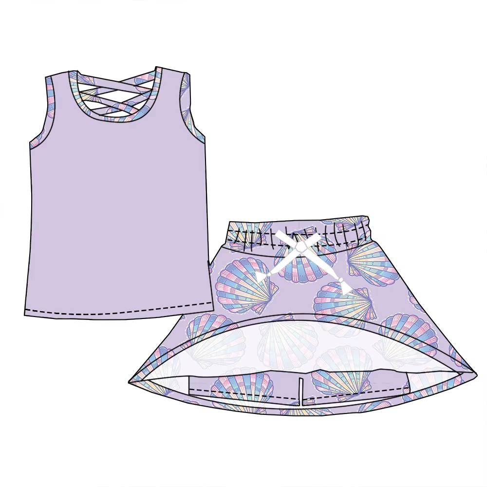 Custom moq 5 each style eta 6-7weeks baby girls summer sleeveless skirts shorts sets -25.7.24