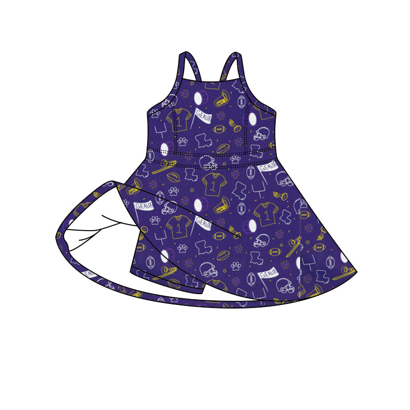 Custom moq 5 mix size milk silk summer teams baby girls clothes team purple sleeveless skirts sets and dress and top-25.7.12