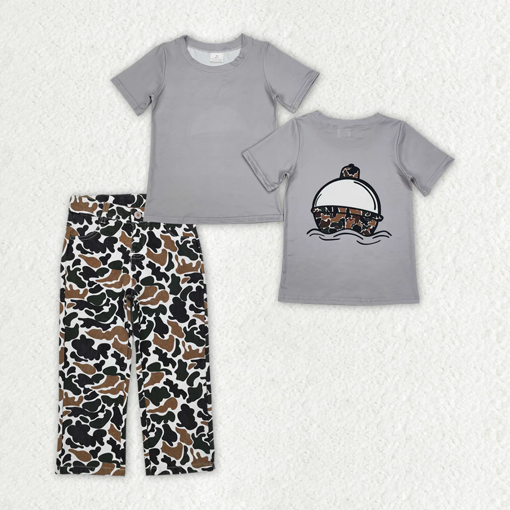 RTS NO MOQ Sibling Baby boy clothes duck camouflage short Sleeve pants Suits
