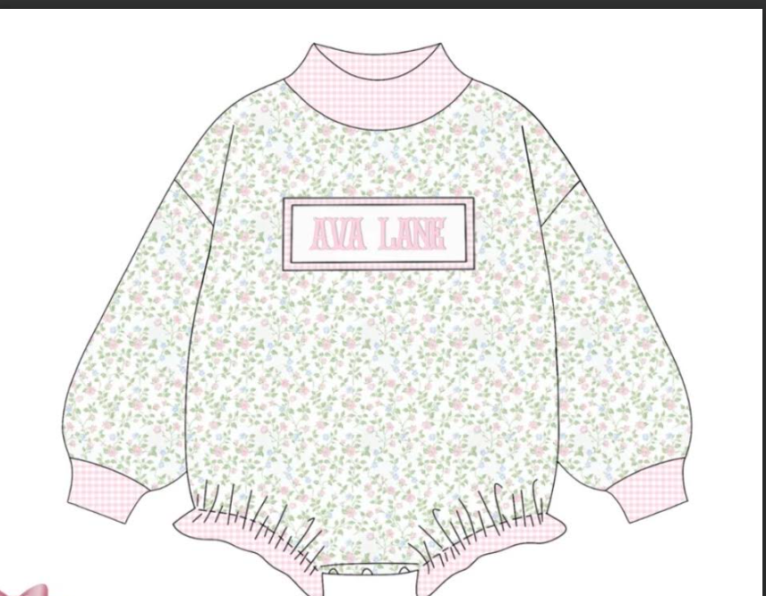 custom moq 5 mix size KNJR0103 High Neck Baby Kids Floral Mock Neck Long Sleeve Bubble Romper
