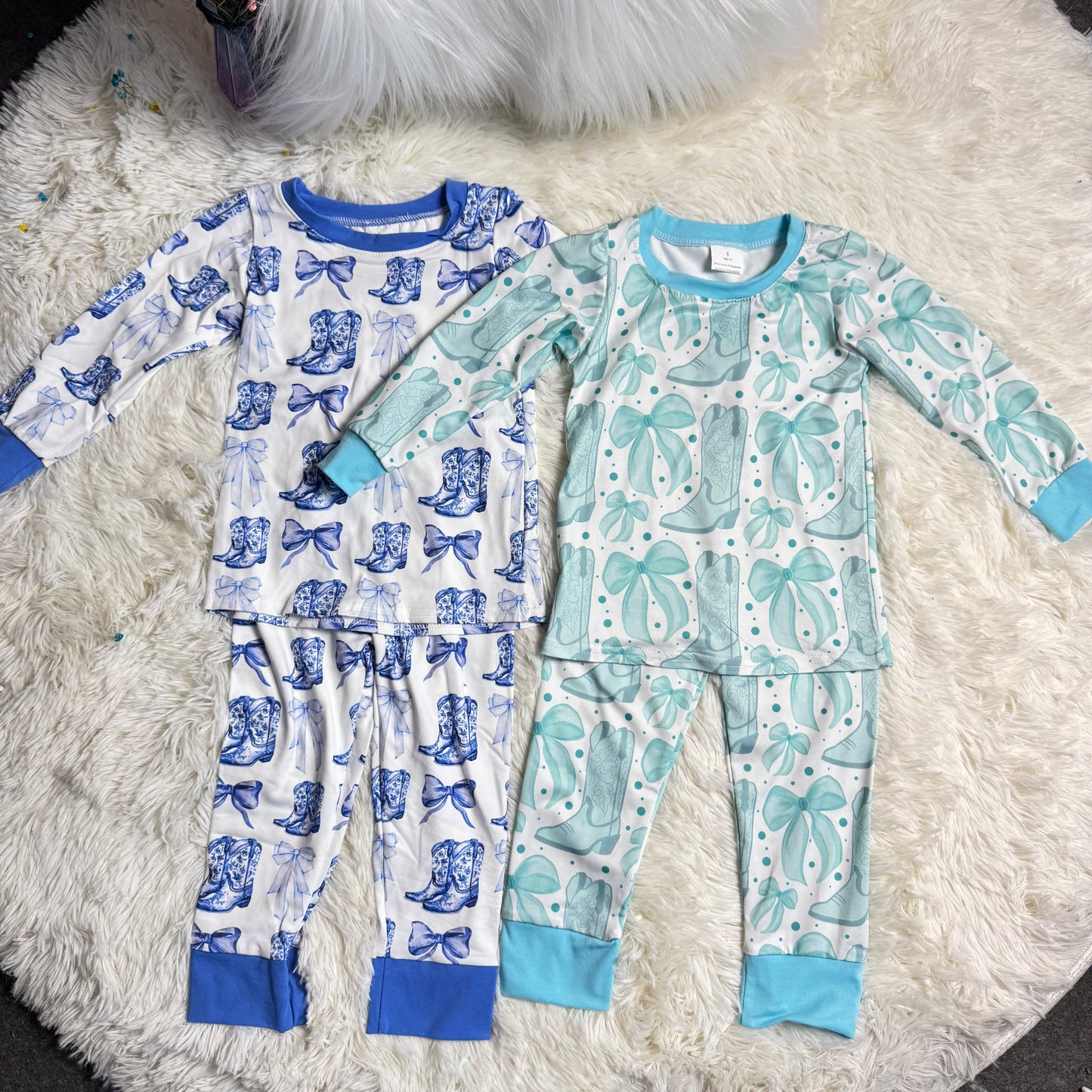 RTS NO MOQ Sibling Baby girls Clothes boots long-sleeved pants sets