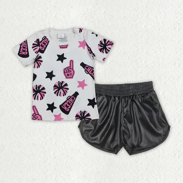 RTS NO MOQ Sibling Baby Girls Boys cheers short sleeve Clothes Sets