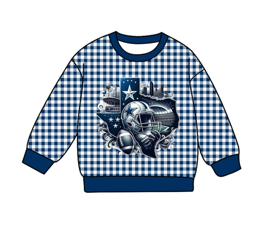 Custom moq 8 mix size milk silk summer team baby boys clothes plaid blue long sleeve top-25.9.23