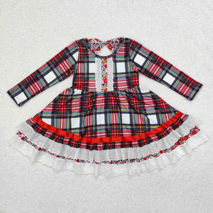 RTS Sibling baby girls clothes Christmas long short sleeve dresses