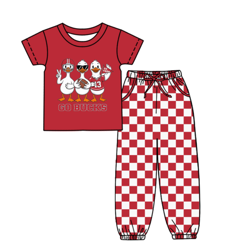 Custom moq 8 mix size milk silk summer teams baby boy clothes red plaid short sleeve pants sets-25.9.30