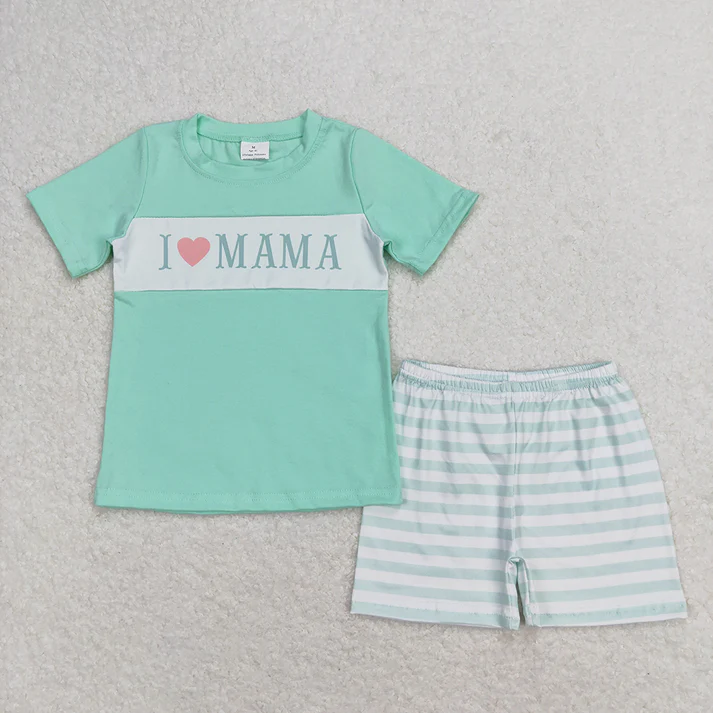 RTS NO MOQ baby girl clothes mama short-sleeved shorts suit & short-sleeved sets