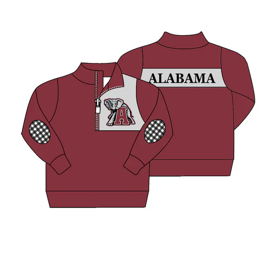 Custom moq 5 each style eta 6-7weeks baby girl clothes team brick red long sleeve top-25.7.23