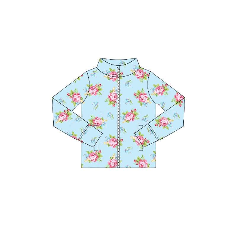 Custom moq 5 each style eta 6-7weeks baby girl clothes Long Sleeve Floral Bow Jacket