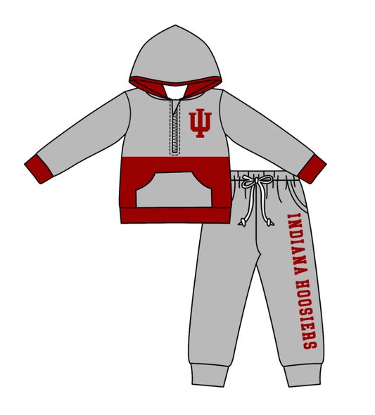 Custom moq 5 mix size eta 6-8weeks milk silk summer teams gray baby boy clothes hooded long sleeve pants sets-25.10.27