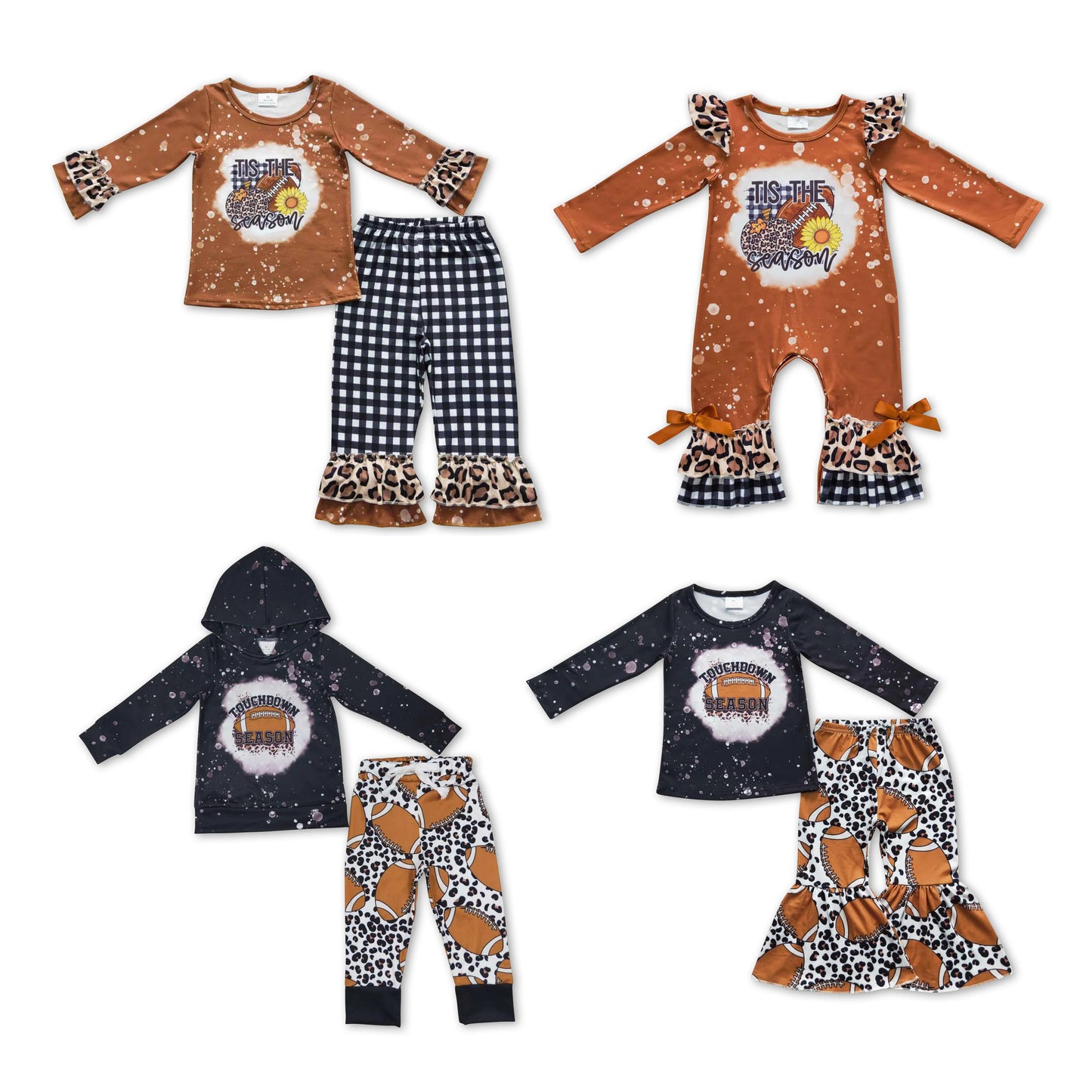 RTS NO MOQ Baby Girls Clothes Rugby long-sleeved pants set