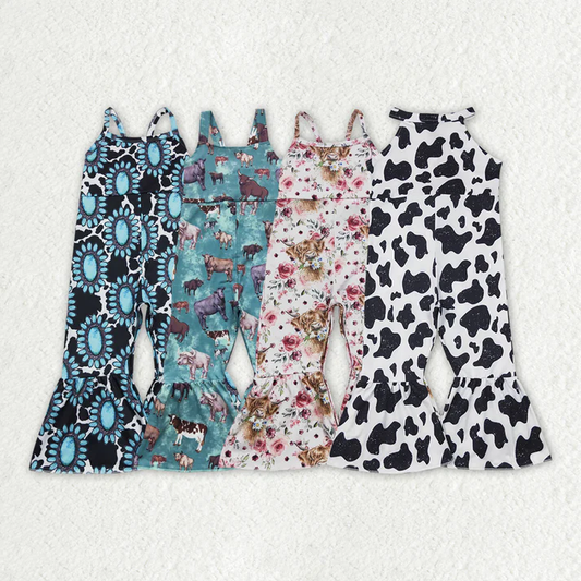 RTS NO MOQ Baby Boys and Girls alpine cow pattern suspender Jumpsuit