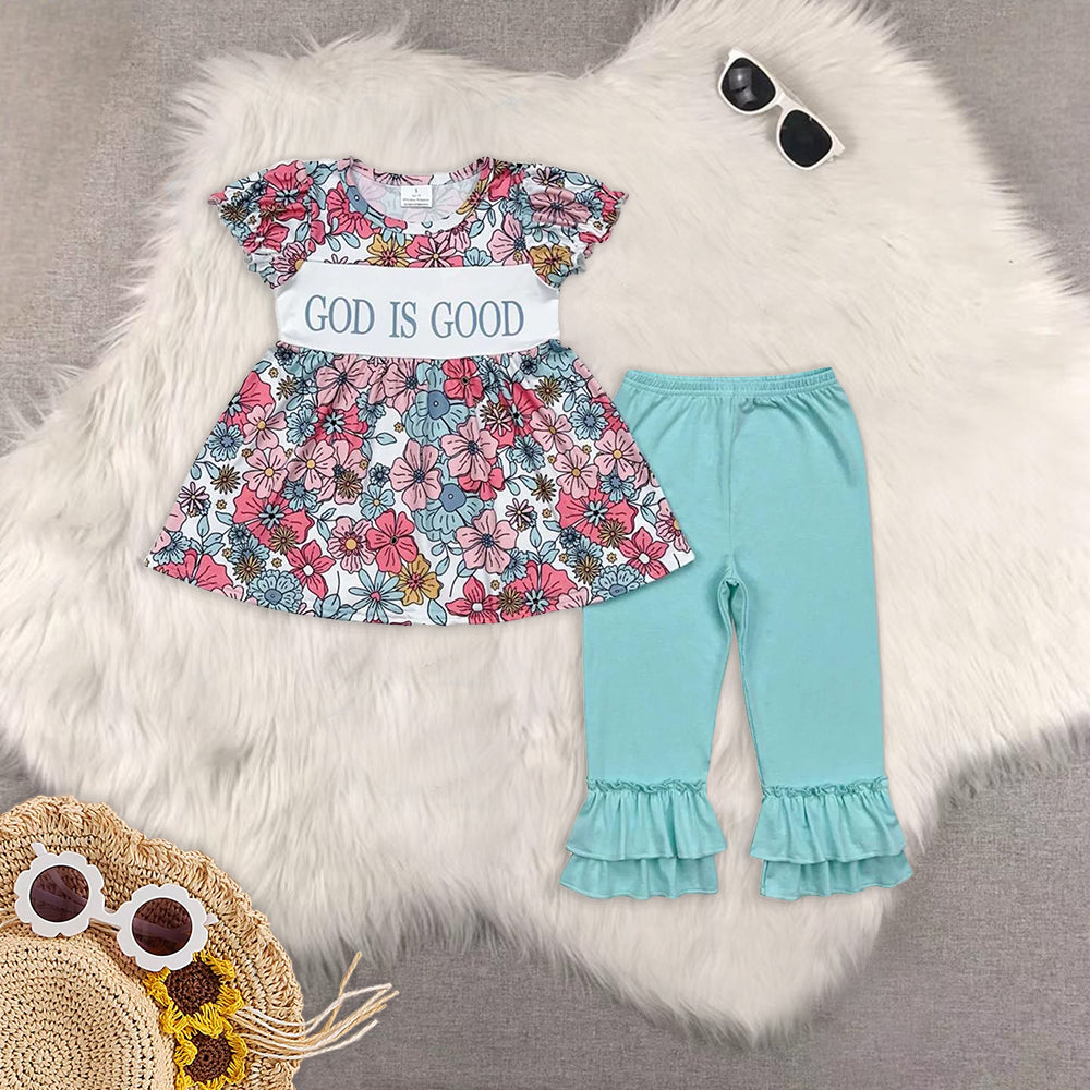 RTS NO MOQ Boys and Girls Sky Blue Short Sleeve Pants Set & Climbing Suit & Short Sleeve Dress
