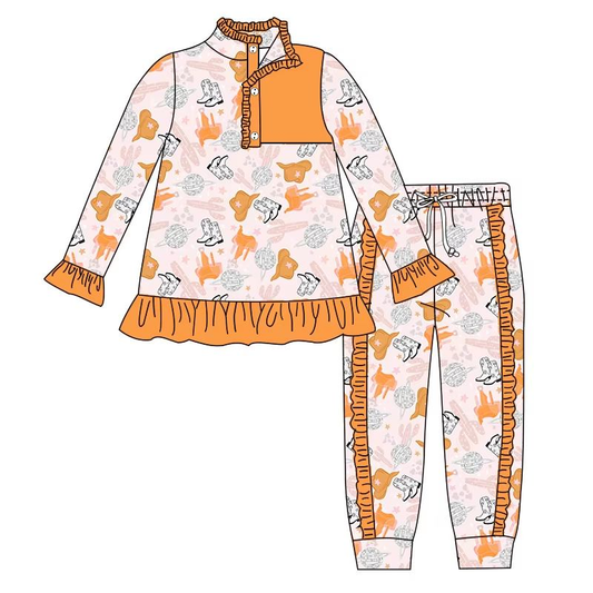 Custom moq 5 each style eta 6-7weeks baby girl clothes boots long sleeve pants sets-25.7.26