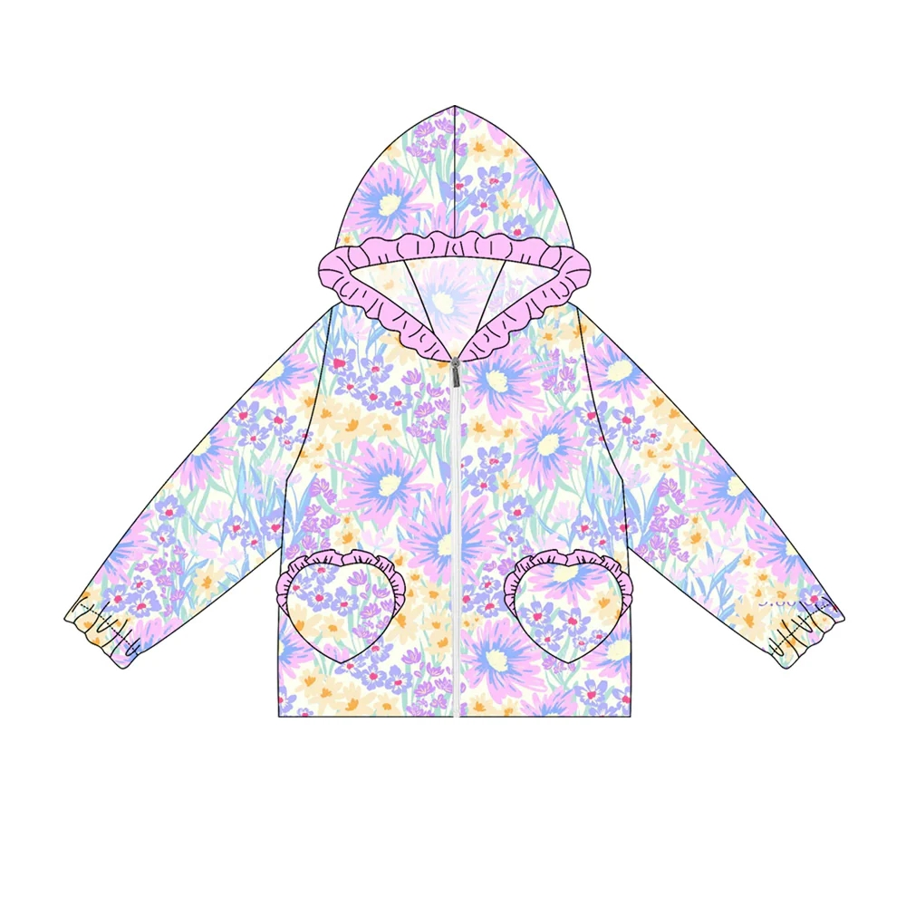 Custom moq 5 each style eta 6-7weeks baby girl clothes pocket floral hooded long sleeve top-25.8.1