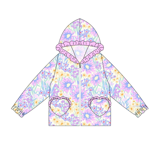 Custom moq 5 each style eta 6-7weeks baby girl clothes pocket floral hooded long sleeve top-25.8.1