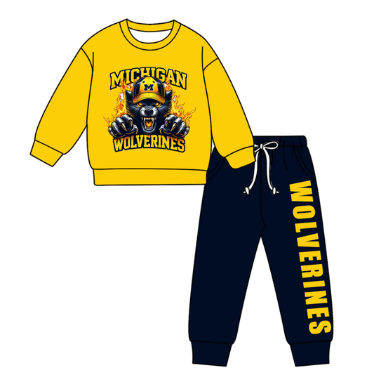 Custom moq 5 mix size milk silk summer teams baby boy clothes yellow long sleeve pants sets-25.11.5