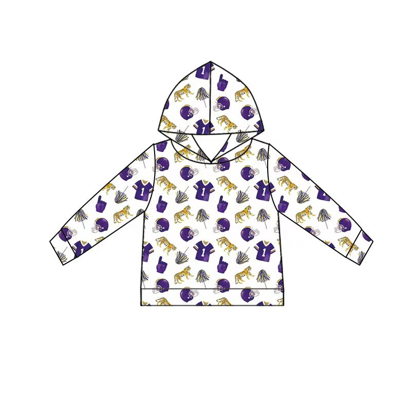 custom moq 5 mix size BYWY0101 Baby Boys Purple Gold Team Sport Print Polo Shirt Pocket Tee Shorts Hoodie And Sleeveless Romper Outfit Set