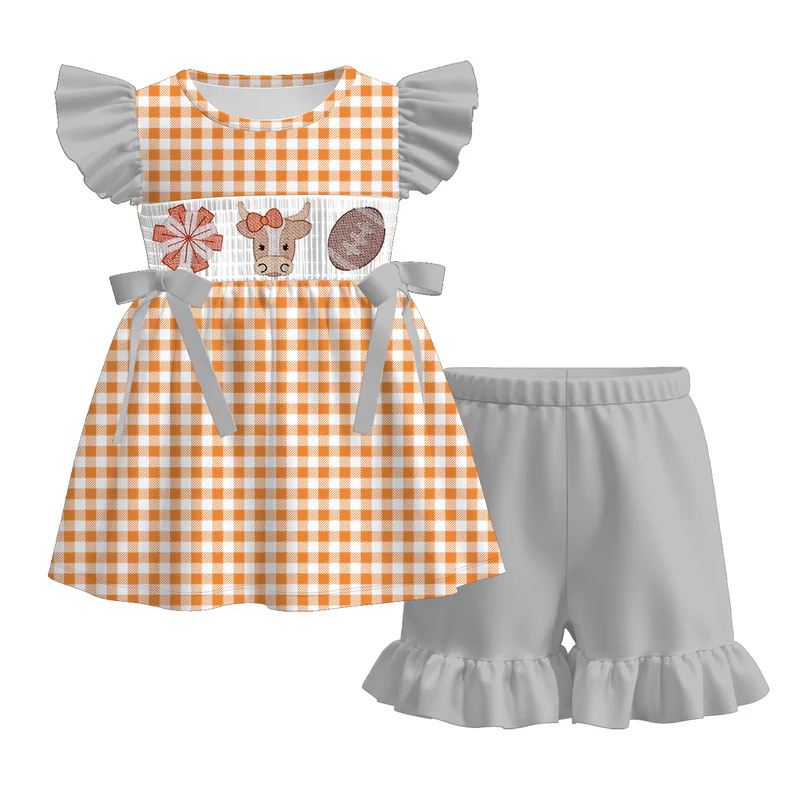 Custom summer teams baby girls clothes team short sleeve shorts sets dress romper-25.7.15