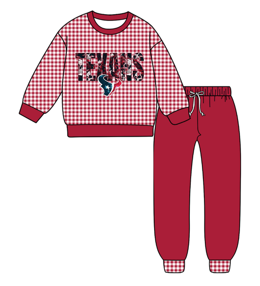 Custom moq 8 mix size milk silk summer teams baby girl clothes brick red long sleeve pants sets-25.9.29