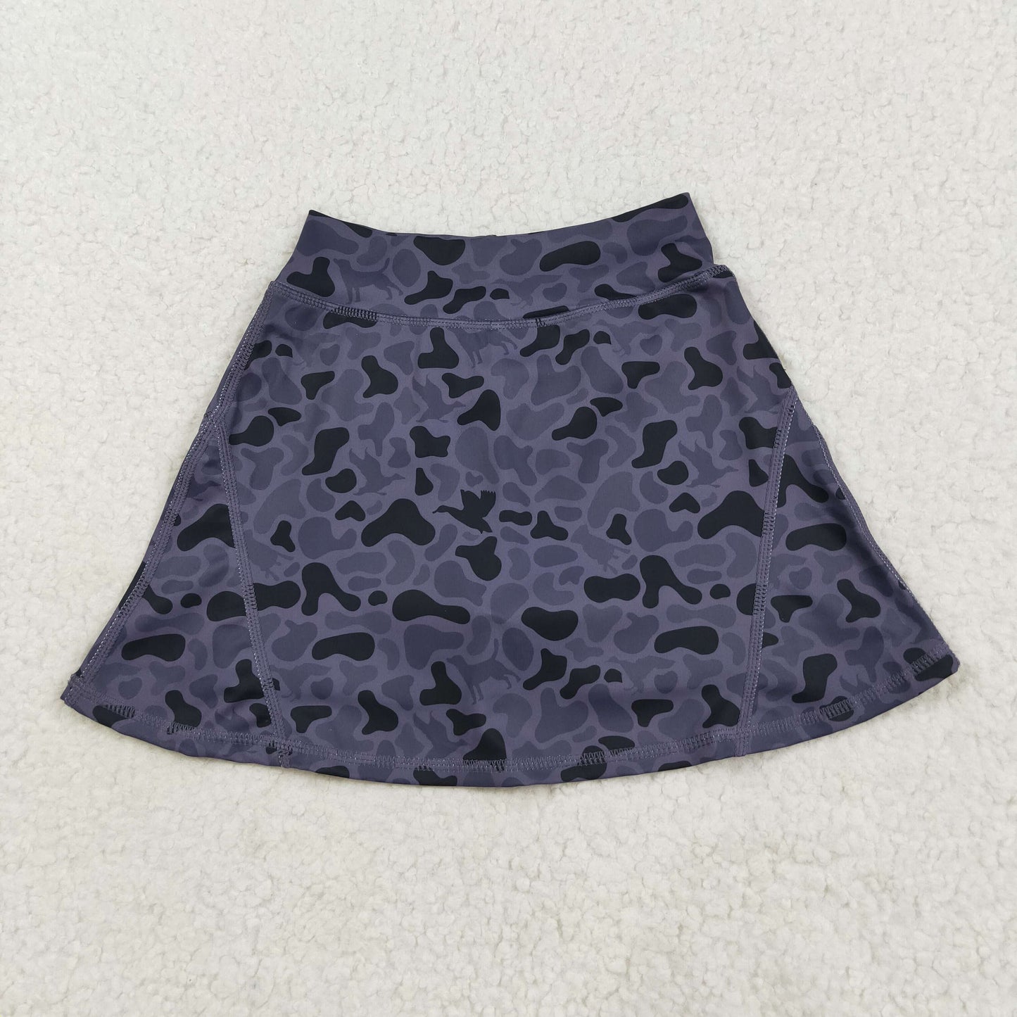 RTS NO MOQ（In Stock ) GLK0130 Duck and Puppy Gray and Black Camouflage Yoga Skirt