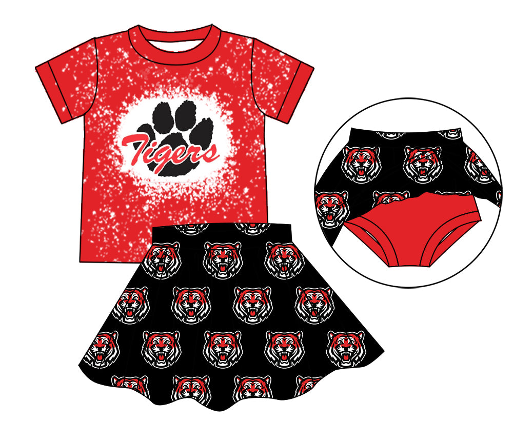 Tiger Colors Red, black and white with these prints summer girls with skirts sets