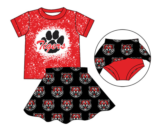 Tiger Colors Red, black and white with these prints summer girls with skirts sets