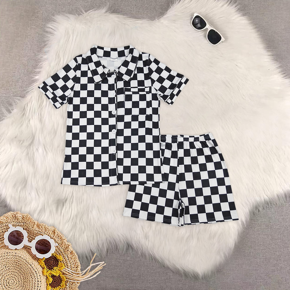 RTS NO MOQ Adult Girls Short Sleeve Shorts Pajama Set & kids shorts sets