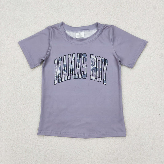 RTS NO MOQ（In Stock ) mama's boy gray short-sleeved shirt with letters