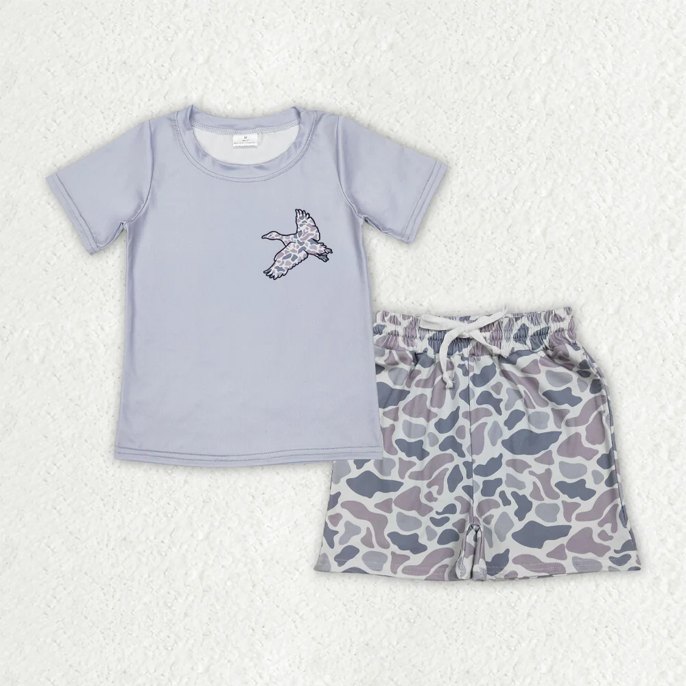 RTS NO MOQ（In Stock) Army Green Camouflage Fan Baseball Short-Sleeved Top Shorts sets set-BSSO1787