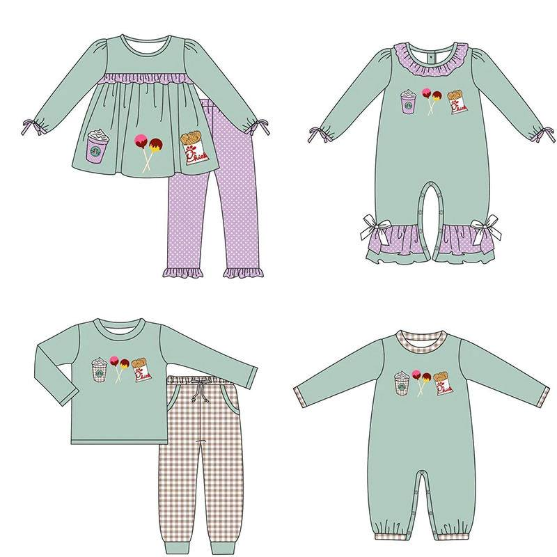 Custom moq 5 each style eta 6-7weeks baby girl clothes long sleeve pants sets 2 and romper 2-25.7.29