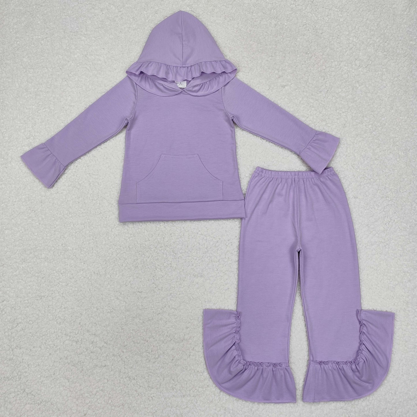 RTS NO MOQ ETA 5/7days Arrived GLP2060 Pure purple lace hooded long-sleeved trousers set