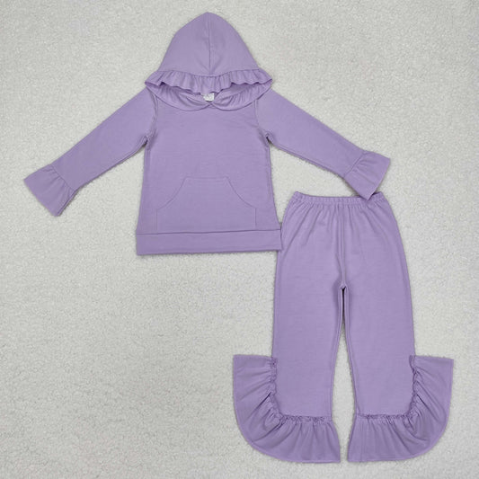 RTS NO MOQ ETA 5/7days Arrived GLP2060 Pure purple lace hooded long-sleeved trousers set
