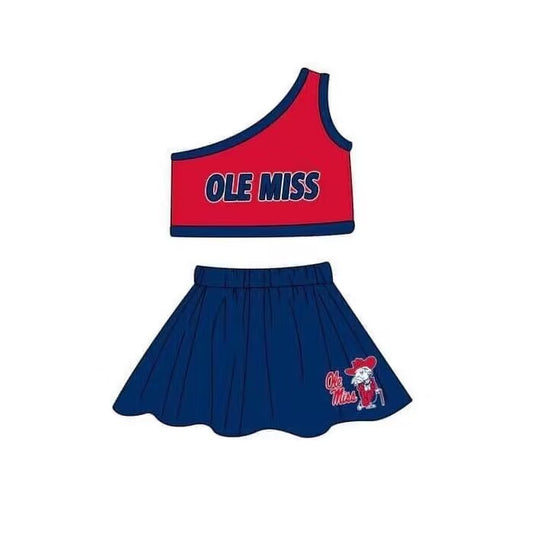 Custom MOQ 3 MIX SIZE ETA 6-7weeks team baby girls clothes red and blue sleeveless dress
