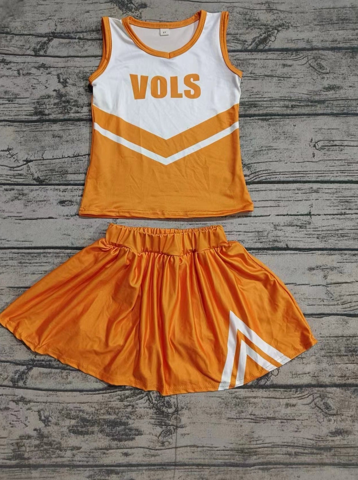 custom moq 5 eta 4-6weeks summer team baby girls clothes orange sleeveless shorts set