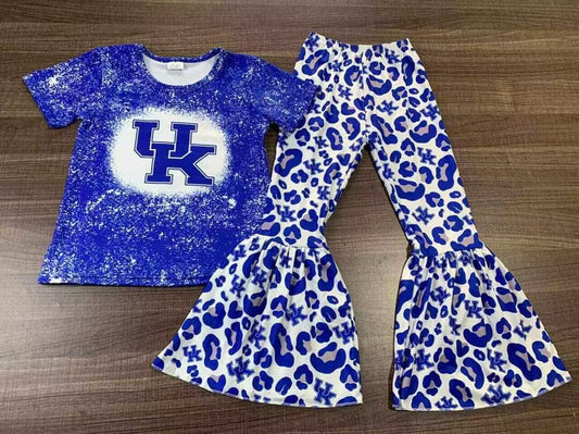 custom moq 3 eta 5-6 weeks team UK baby girls clothes blue  short sleeve pants sets
