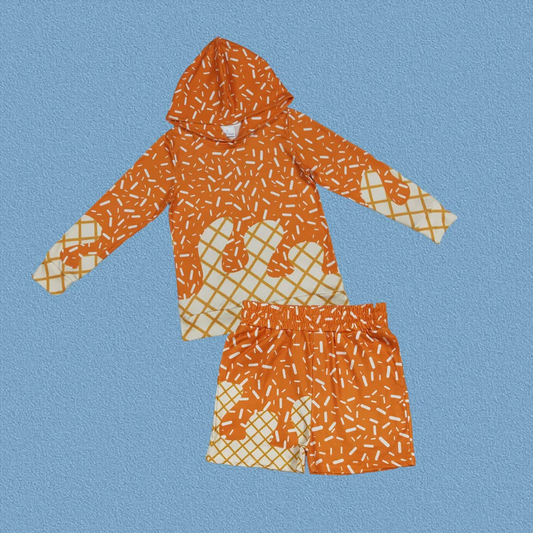 RTS NO MOQ Sibling baby girls clothes hooded long sleeve and shorts and sets