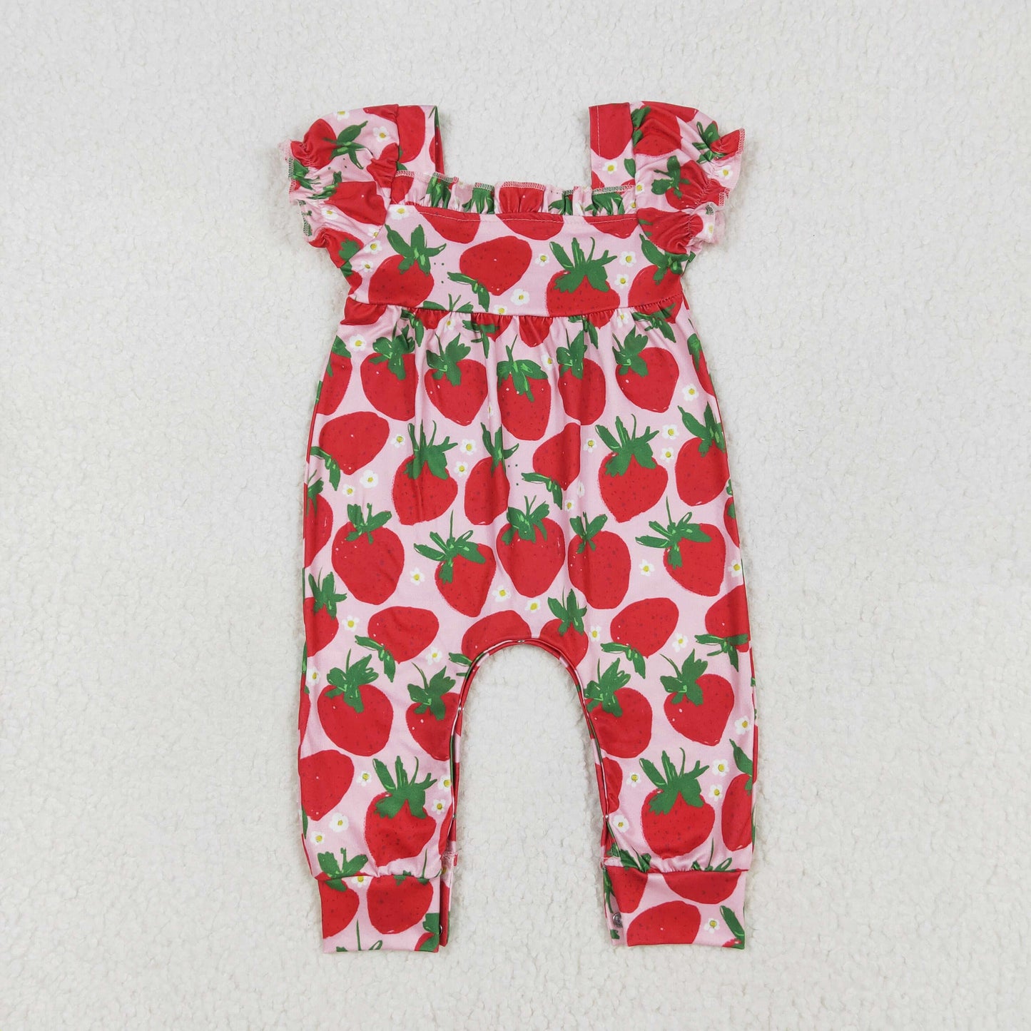 RTS NO MOQ ETA 5/7days arrived SR2597 Strawberry flower pink lantern sleeve short-sleeved jumpsuit