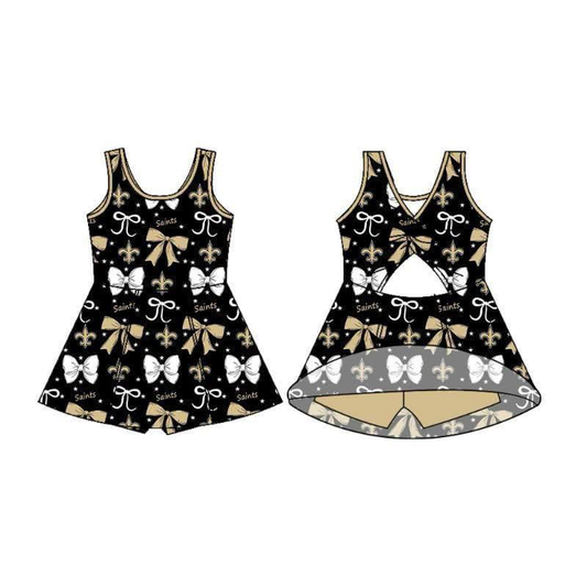 Custom moq 5 each style eta 6-7weeks baby girl clothes team bow sleeveless dress-25.8.14